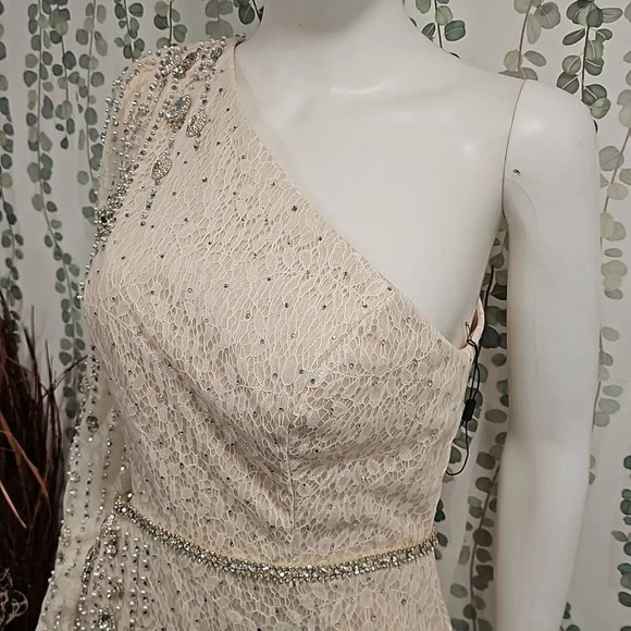 Mac Duggal EMBELLISHED ONE SLEEVE CUT OUT GOWN Sz 8 - Picture 6 of 12